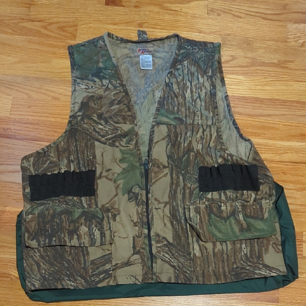 Vintage 1990s Sports Afield Men's Large Real Tree Hunting Vest With Game Pouch